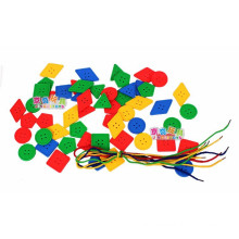 2014 new item Cheap threading block toy for preschool and kindergarten